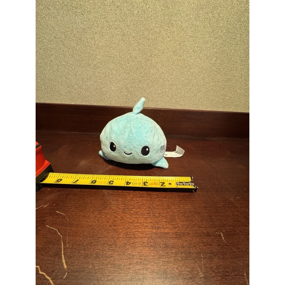 TeeTurtle  Reversible Blue Shark Plush Stuffed Toy Happy and Angry